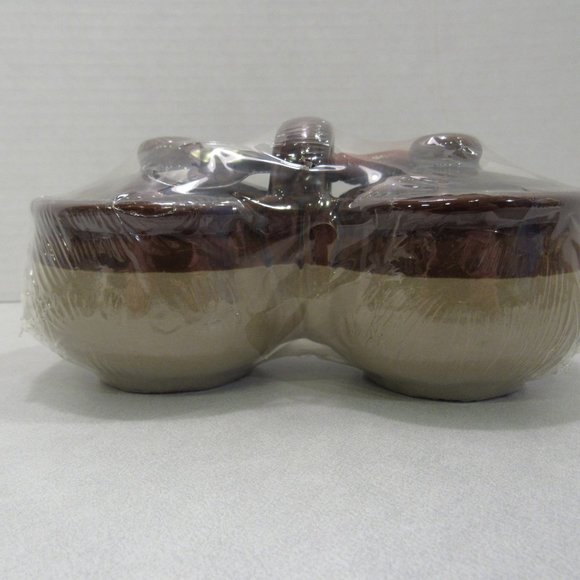 NIP Vtg Stoneware Double Crock Lids Spoons Jelly - Picture 2 of 11